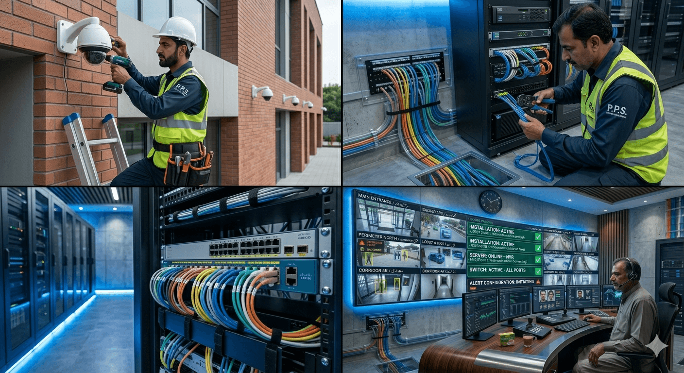 Professional CCTV Surveillance Systems system installation with control room setup