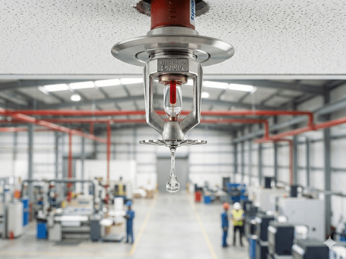 Automatic sprinkler fire suppression system with overhead coverage