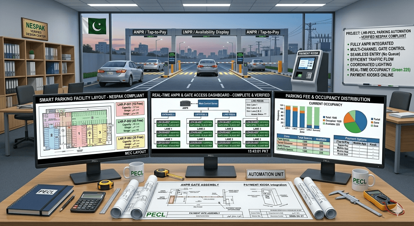 After: Smart automated parking with digital displays and ANPR recognition